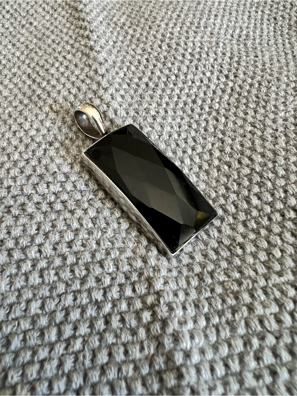 *FINAL PRICE* Silpada Faceted Black Stone Rectangle Pendant in Silver